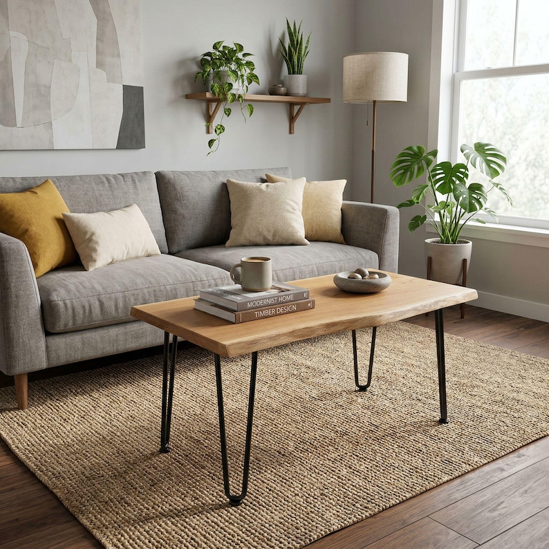 kiuub Coffee Table Oak | Hairpin Legs | Black | Various Sizes image 1