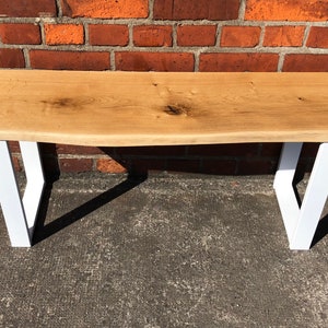 kiuub bench oak / one-sided natural cane / white steel runners / made from one piece / solid wood