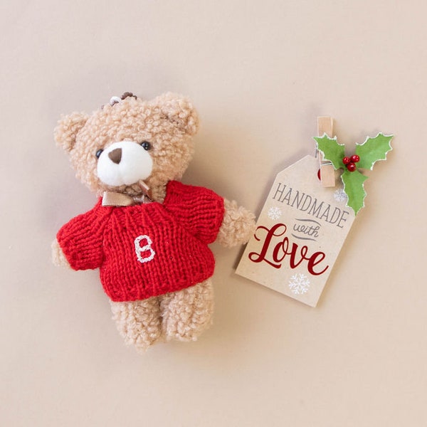 Special Teddy Miniature Keyring with embroidery / Custom bag tags / Initial Embroidery Teddy Mini Accessory /Unique Gift