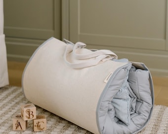 Organic Portable Bedding Set for Kids  | Nap Mat with Pillow | Personalized Custom Nap Mat | Kindergarten Nap Mat for Boys