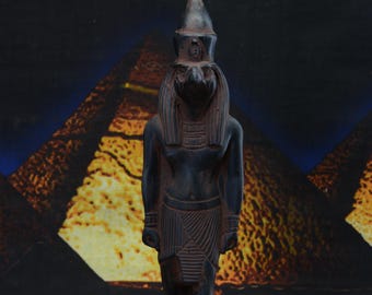 Horus Statue Black | Handcrafted Egyptian Falcon God Sculpture stone Deity for Spiritual Altar Decor Figurine Home Blessing made in egypt