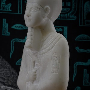statue Ptah The God of Craftsmen, Rebirth, and Creation, white Sculpture marble stone Unique altar statue handcrafted made in egypt