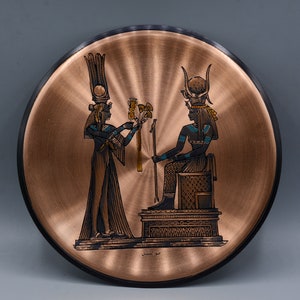 Wall Hanging red Copper Plate Egyptian art solid Brass Pharaohnic scene Ornate made in egypt