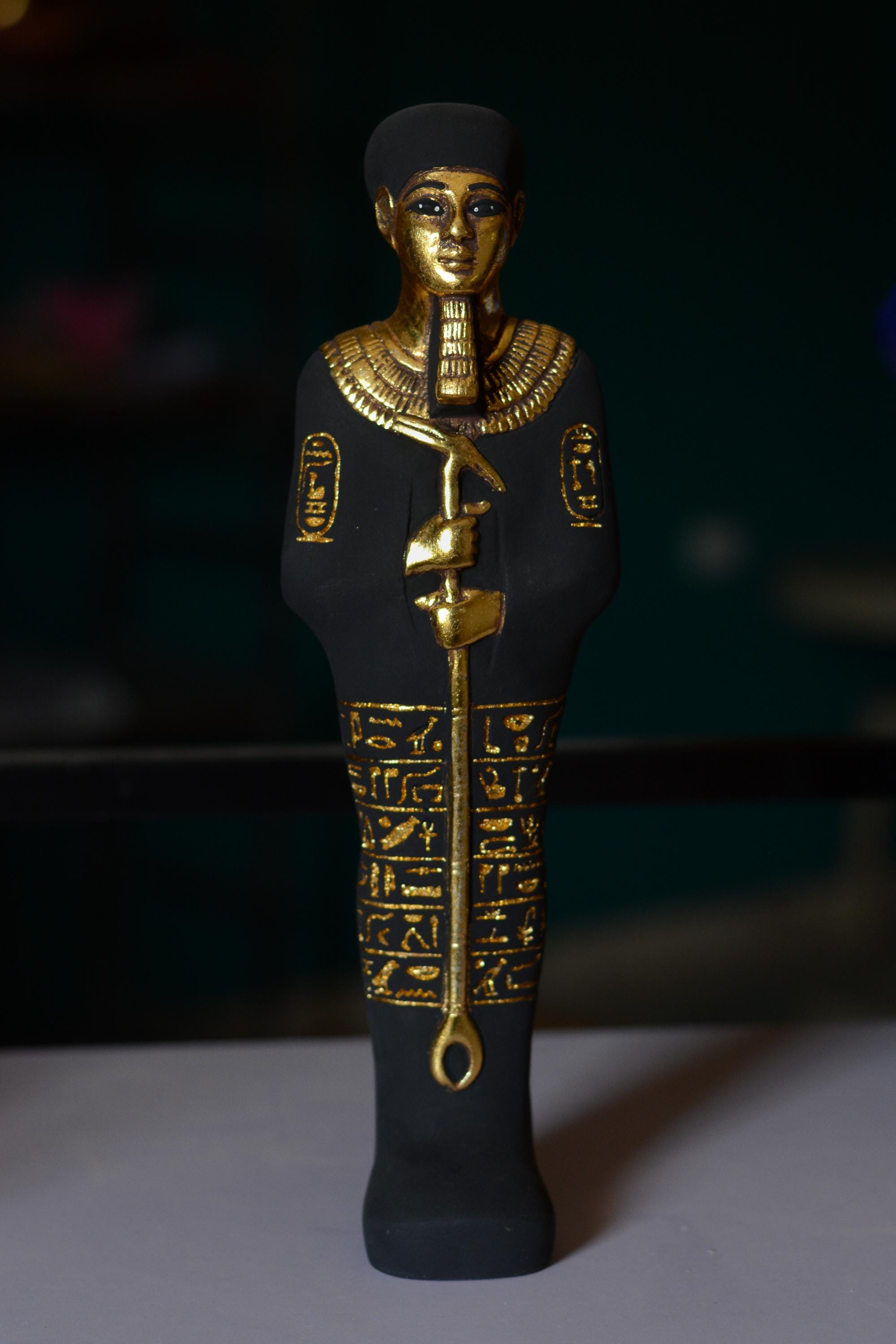 Unique statue Ptah god of Memphis Sculpture black gold handcrafted stone handcrafted made in egypt