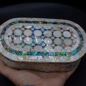 Wooden box decorated with natural seashell for jewelry handmade Egyptian art made in egypt