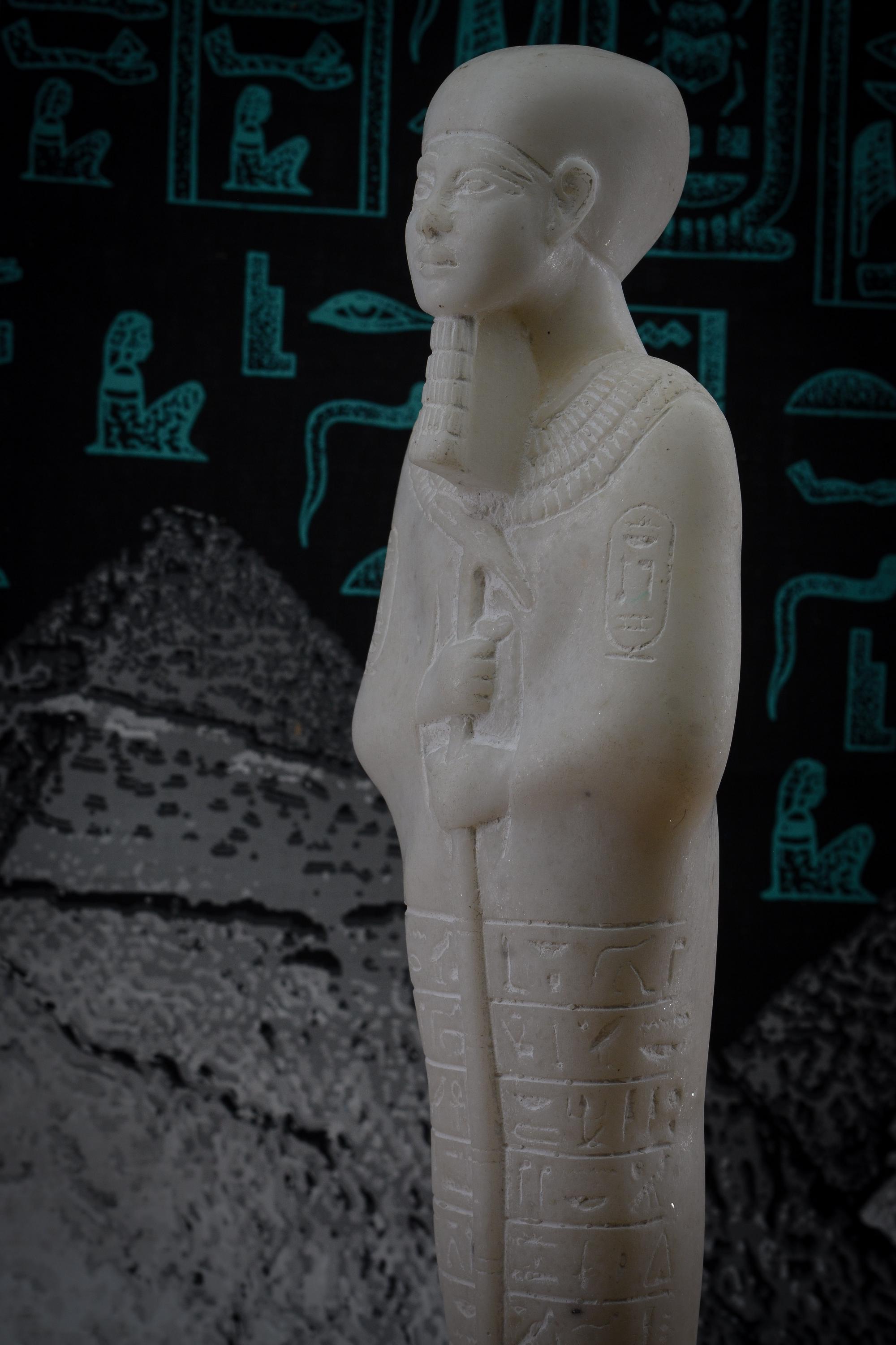 statue Ptah The God of Craftsmen, Rebirth, and Creation, white Sculpture marble stone Unique altar statue handcrafted made in egypt