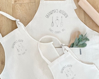 Grandparent and Grandchild Baking Symbols Aprons | Grandma and Grandchild Aprons | Baking Apron