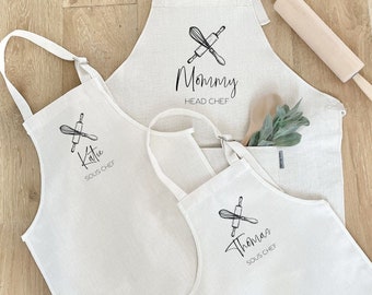 Head Chef Adult and Child Family Aprons | Adult and Child Aprons | Baking Apron