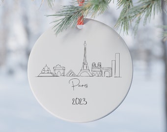 Paris Tree Ornament  | Custom Christmas Tree Ornament | Personalized Ornament | Newlywed Ornament | Travel Gift