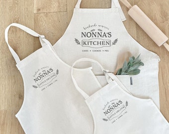 Nonna's Little Helper Matching Aprons | Adult and Child Aprons | Nonna and Grandchild Apron | Barber Apron