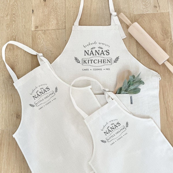 Nana's Little Helper Matching Aprons | Adult and Child Matching Aprons | Nana and Grandchild Aprons | Barber Apron