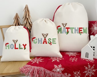 Christmas Names Santa Sack | Christmas Santa Sack | Personalized Gift Bag | Personalized Toy Bag