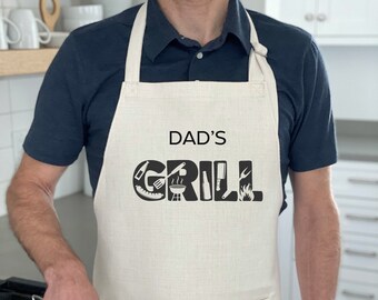 Personalized Grill Apron | Man's Kitchen Apron | Gift For Dad | Barber Apron