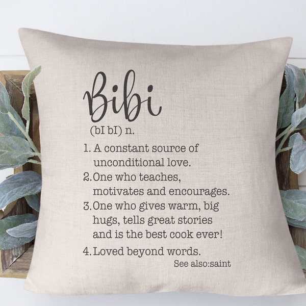 Bibi Definition Throw Pillow | Perfect Gift for Bibi | Grandma Pillow