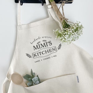 Mimi Apron With Name | Farmhouse Kitchen Apron | Mothers Day Mimi Gift | Baking Gift Set | Family Apron | Mothers Day Gift | Gift For Her