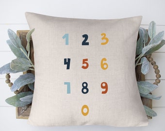 Numbers Throw Pillow | Perfect Gift For New Baby | Nursery Throw Pillow | Playroom Sign