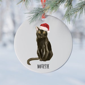 Black Bombay Cat Ornament | Custom Pet Ornament | Animal Lover Gift