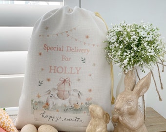 Pink Easter Gift Sack | Easter Egg Hunt Sack | Easter Candy Bag | Personalized Easter Bag