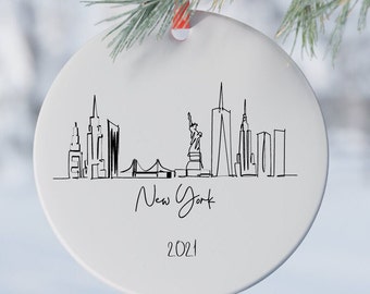 New York Tree Ornament  | Custom Christmas Tree Ornament | Personalized Ornament | Newlywed Ornament