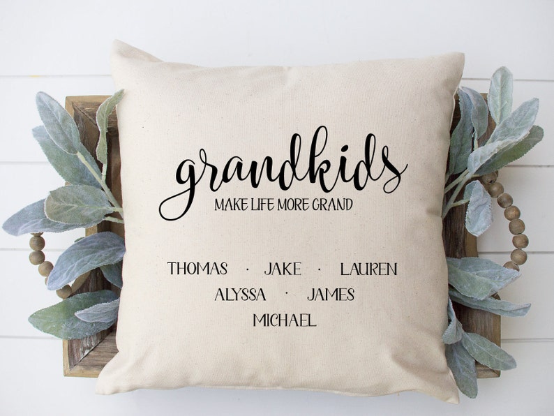 Grandkids Make Life More Grand Throw Pillow Perfect Gift For Grandma Gran Gift image 2