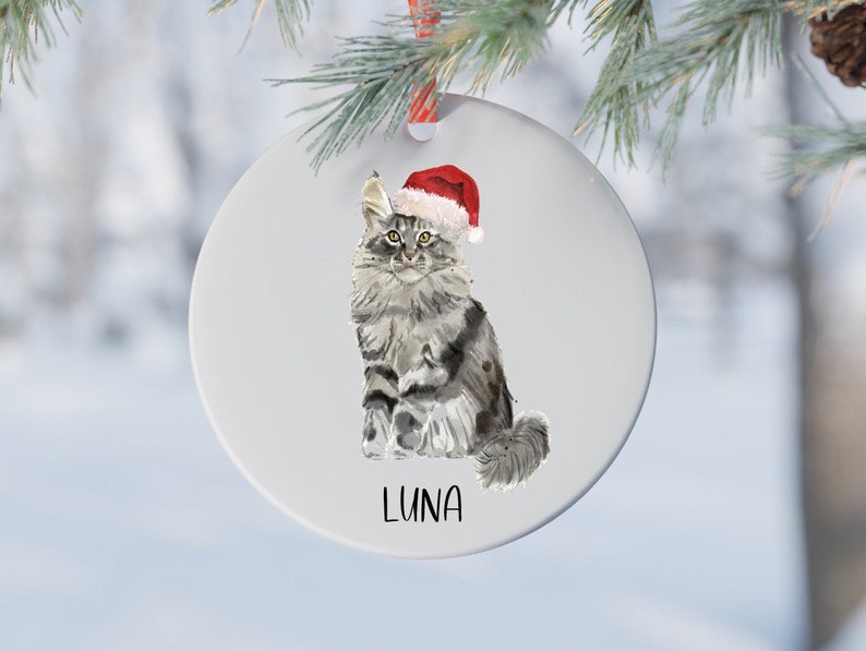 Maine Coon Ornament  Custom Pet Ornament  Animal Lover Gift image 1