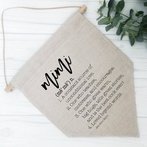 Mimi Definition Sign | Linen Sign | Hanging Wall Art | 2nd Anniversary Gift