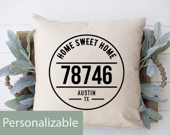 Home Sweet Home Circle Pillow | Home Sweet Home Pillow | Gift For New Couple | Zip Code Pillow