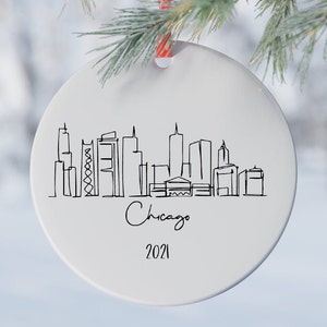 Chicago Tree Ornament  | Custom Christmas Tree Ornament | Personalized Ornament | Newlywed Ornament | Travel Gift