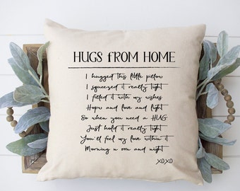 Hugs From Home Dorm Pillow | Gift For College Student | Student Dorm | Get Well Soon | Care Package For Her