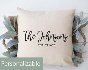 Family Names Throw Pillow | Gift For New Couple | Realtor Closing Gift