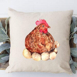 Brown Chicken Throw Pillow | Perfect Gift For Easter | Chicken Lover Gift | Farmhouse Pillow | Mom Pillow