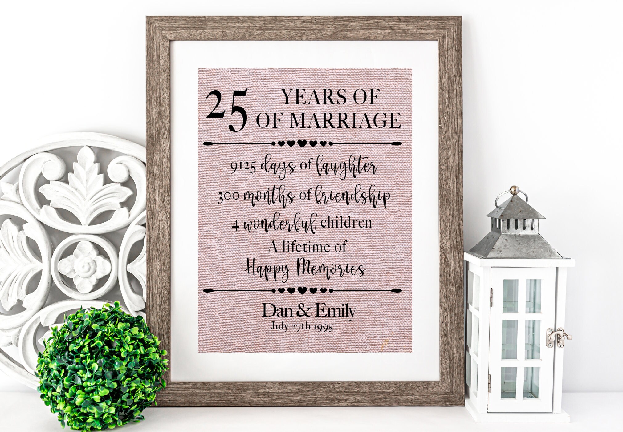 25 Anniversary Gift 20th Wedding Anniversary Gift Perfect | Etsy