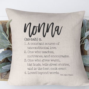 Definition of Nonna Throw Pillow | Perfect Gift For Grandparent | Grandma Pillow