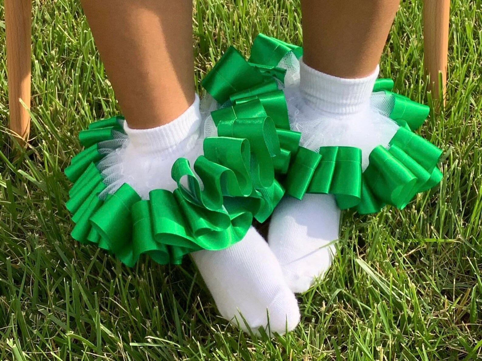 Green Ruffle Socks Pageant Socks Ribbon Socks Toddler Etsy