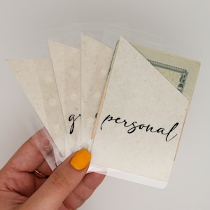 Mini Peekaboo Cash Envelopes| A8 Laminated Envelopes| 5 Hole Punch| Moterm Wallet Binder| Minimal Envelopes| Clear Cash Envelopes