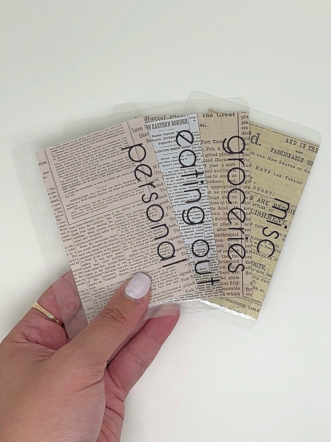 Mini Clear Front Vintage Cash Envelopes A8 Laminated Envelopes 5 Hole