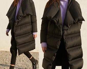 ladies long puffa coat