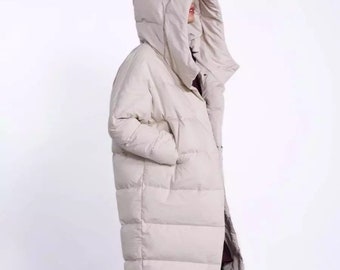 extra long puffer coat womens