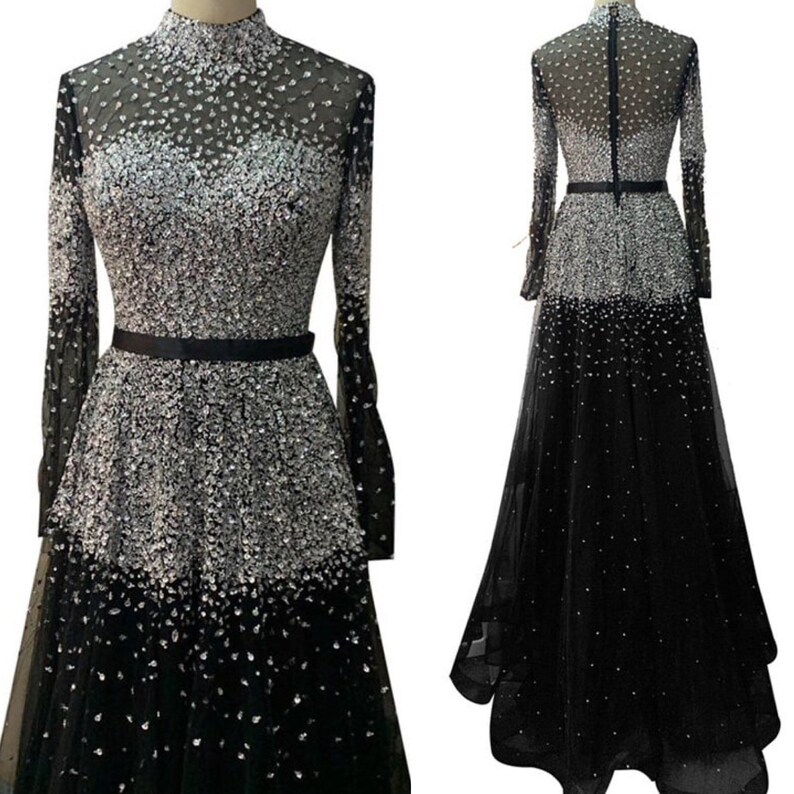 Aline Trail Back Sequinned Stone Beaded Evening Dress Bridal Etsy UK
