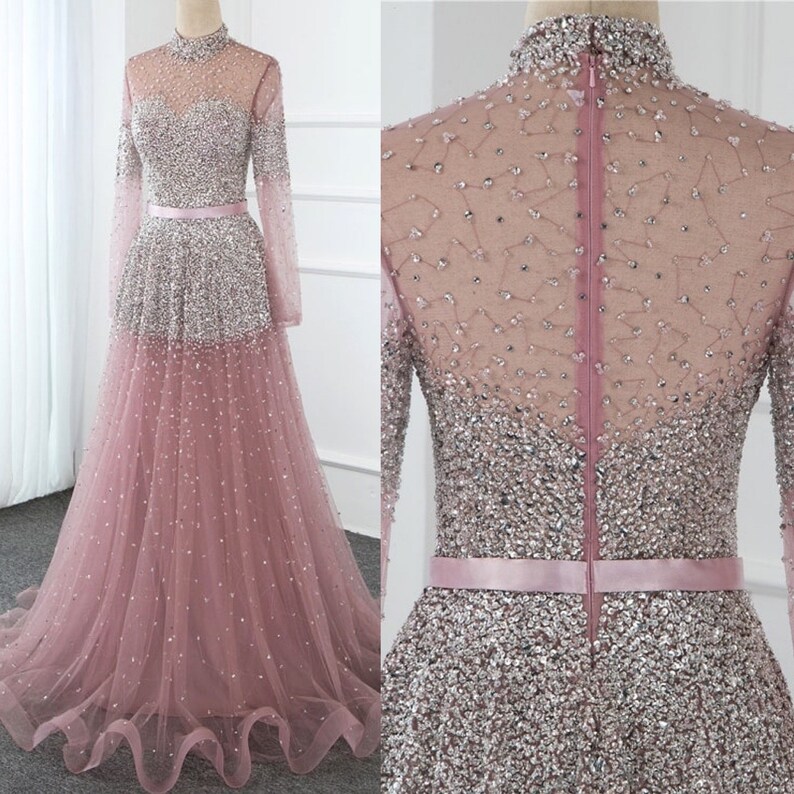 Aline Trail Back Sequinned Stone Beaded Evening Dress Bridal Etsy UK