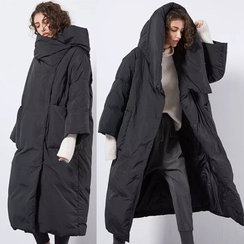 extra long duvet coat