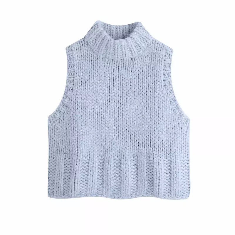 Casual baby blue Vest Sweater O Neck Sleeveless Autumn Winter Etsy