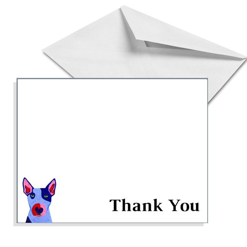 Set of 8 or 16 Bull Terrier Personalized Flat Note Cards