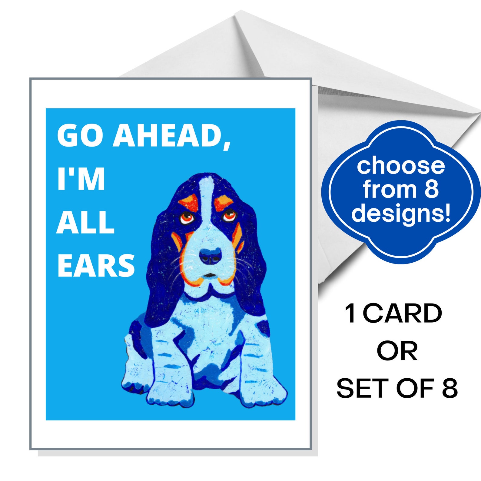 Basset Hound Cards Singles or Sets 8 Images to Choose From Etsy