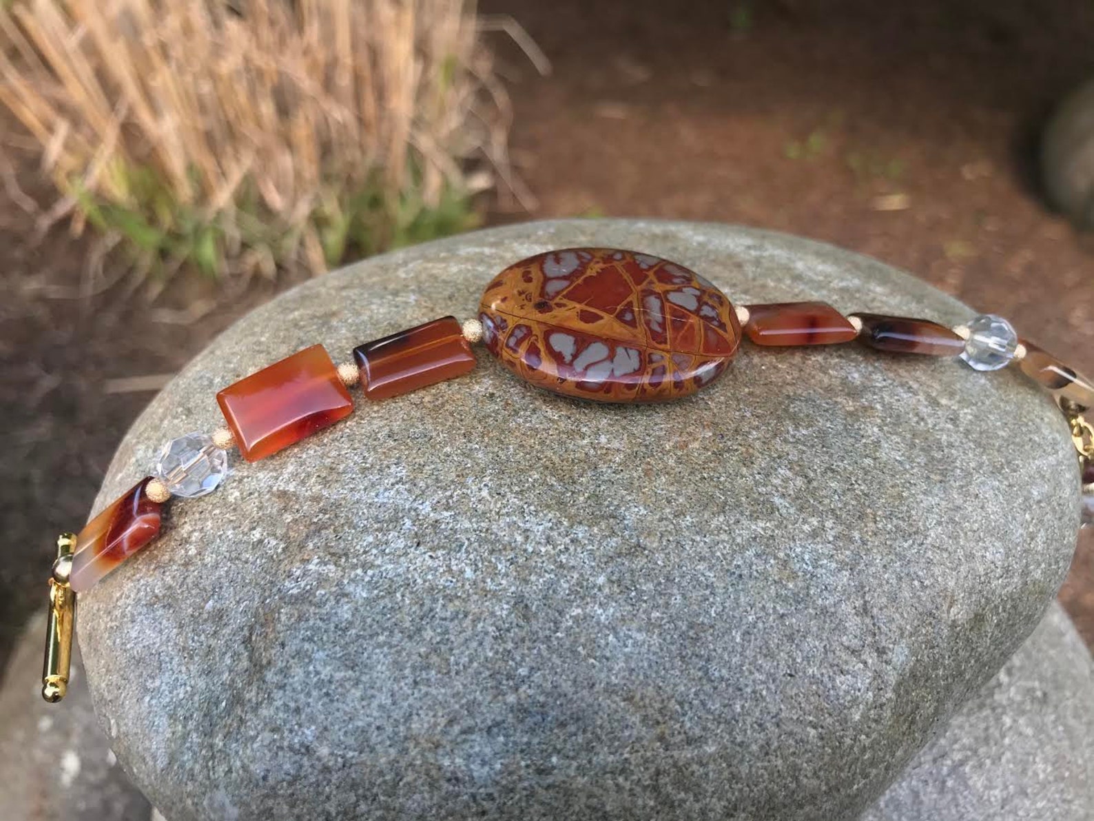 Red Picture Jasper and Carnelian Bracelet Etsy