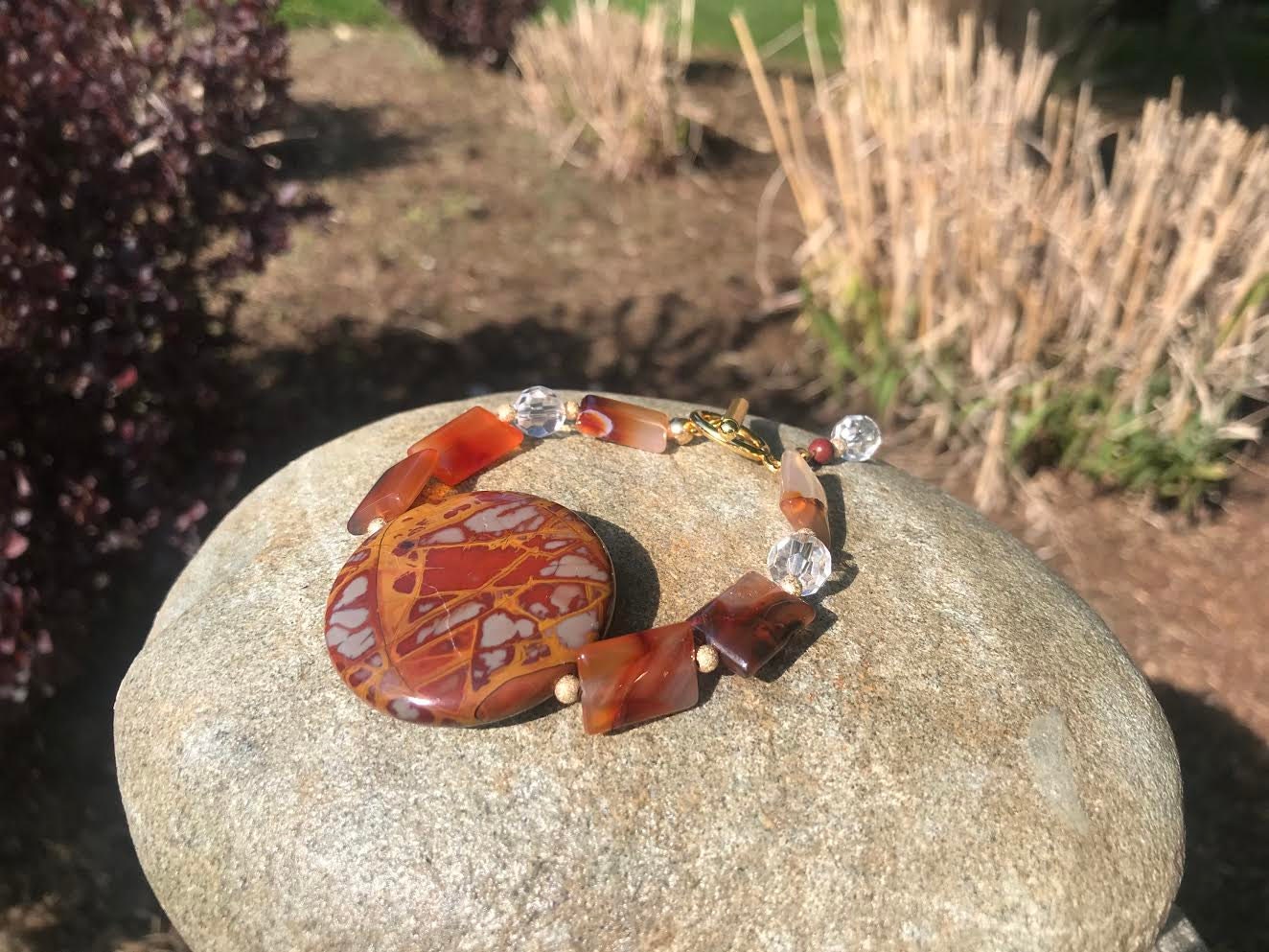 Red Picture Jasper and Carnelian Bracelet Etsy