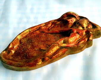 Soviet ashtray metal Vintage USSR Naked girl,Figurine Sexy Women Russian,Smoking accessories,Tobacciana Ashtrays,smoker gift,place jewelry