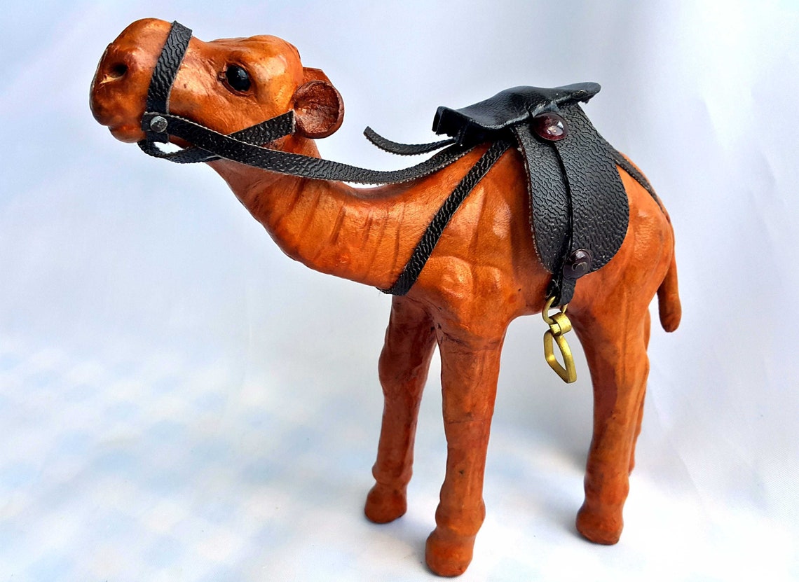 Leather Camel Figurinecollectible Handmade Vintage Home Etsy