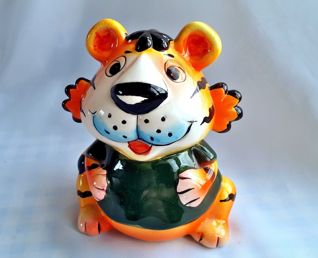 Tiger Ceramic Gift, Ceramic Figurine Tiger Piggy Bank, Home Decor, Gift