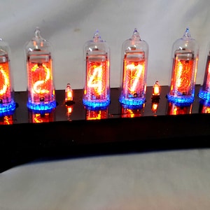 Nixie Tube Clock New, Vintage IN-14, Nixie Clock Tubes,Plasma Visual Effects HandMade,Neon Home Decor,Gift for Him,Gift for Her,Office Decor
